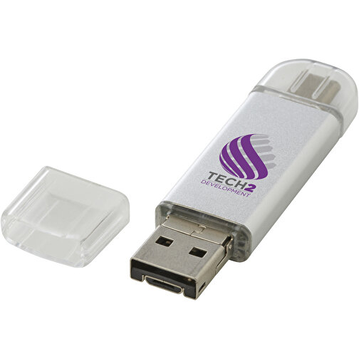 OTG USB Typ-C Stick Aluminium , silber MB , 2 GB , Aluminium MB , 6,30cm x 1,60cm x 0,50cm (Länge x Höhe x Breite), Bild 2