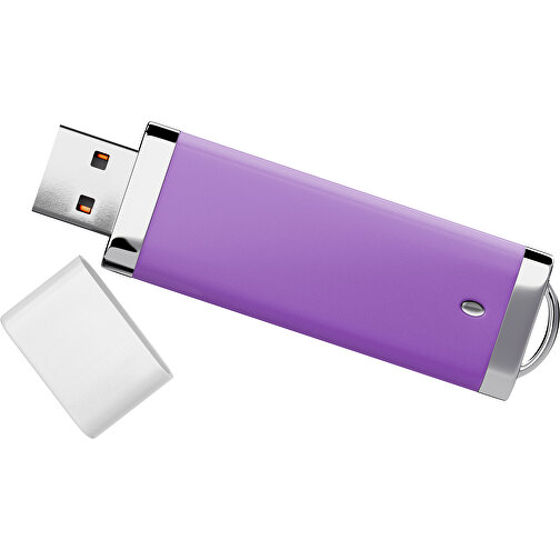 PromoPerfect USB-STICK 2.0 PLASTIK , lavendellila / weiß MB , 65 GB , Gummiplastik, Kunststoff MB , 7,00cm x 0,70cm x 2,00cm (Länge x Höhe x Breite), Bild 1