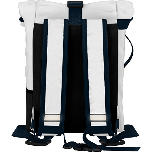 Rolltop Rucksack Comfort , weiß / heidelbeerblau, Sublimation-fabric 200g - Polyester (PU), 29,50cm x 13,00cm x 33,00cm (Länge x Höhe x Breite), Bild 2