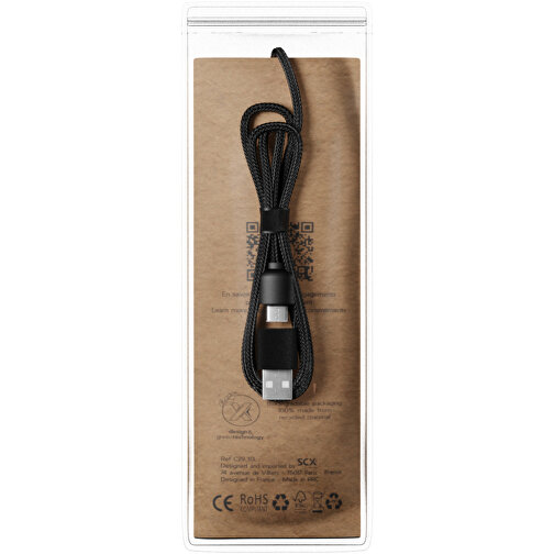 SCX.design C40 Câble de recharge 5 en 1 en rPET avec pad de recharge 10W et logo lumineux, Image 3
