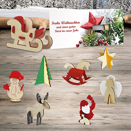Steckfiguren-Karte Filz - Weihnachtsmann 4/0-c , individuell, Filz, Papier, Holz, 21,00cm x 10,50cm (Länge x Breite), Bild 5