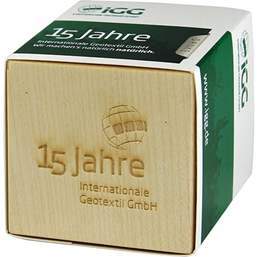 Pot cube bois maxi avec graines - Trèfle persan, 1 sites gravés au laser, Image 1