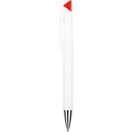 Kugelschreiber Roxi Weiss , Promo Effects, weiss / rot, Kunststoff, 14,10cm (Länge), Bild 2