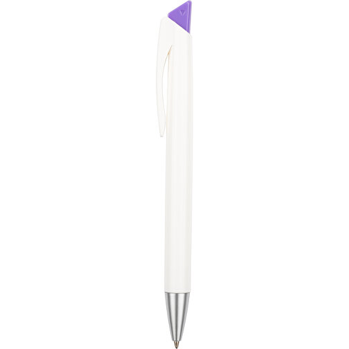 Kugelschreiber Roxi Weiß , Promo Effects, weiß / lila, Kunststoff, 14,10cm (Länge), Bild 2