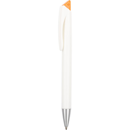 Kugelschreiber Roxi Weiß , Promo Effects, weiß / orange, Kunststoff, 14,10cm (Länge), Bild 1