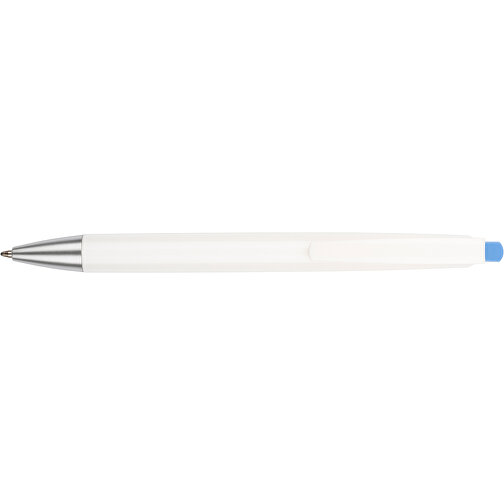 Kugelschreiber Roxi Weiß , Promo Effects, weiß / hellblau, Kunststoff, 14,10cm (Länge), Bild 5