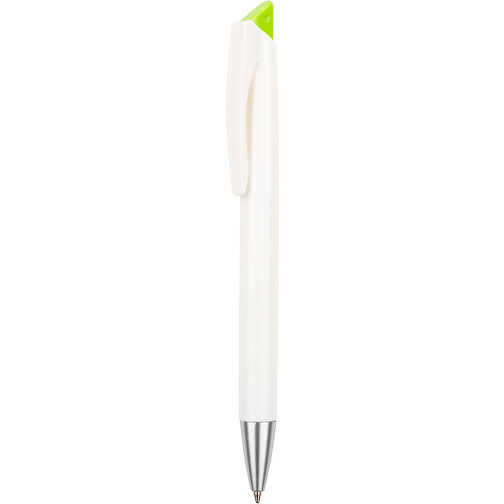 Kugelschreiber Roxi Weiß , Promo Effects, weiß / grün, Kunststoff, 14,10cm (Länge), Bild 1