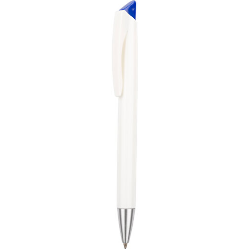 Kugelschreiber Roxi Weiß , Promo Effects, weiß / blau, Kunststoff, 14,10cm (Länge), Bild 1