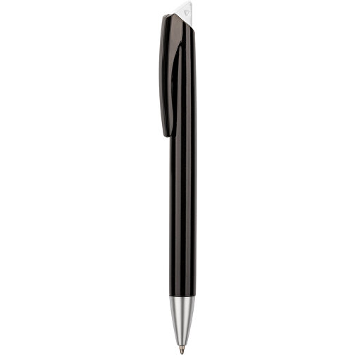 Kugelschreiber Roxi Schwarz , Promo Effects, schwarz / weiss, Kunststoff, 14,10cm (Länge), Bild 1