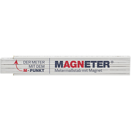 Magnet-Zollstock , weiß, Buchenholz, 20,00cm x 1,70cm x 3,50cm (Länge x Höhe x Breite), Bild 2