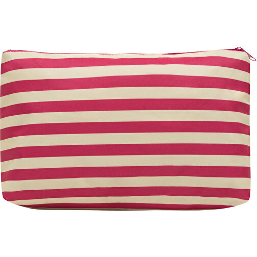 Kulturbeutel STRIPY , beige, pink, 300D Polyester, 28,00cm x 18,00cm x 9,50cm (Länge x Höhe x Breite), Bild 3