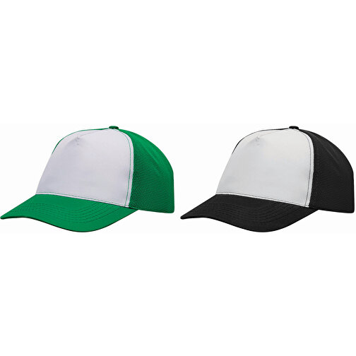 5-Panel-Baseball-Cap BREEZY , dunkelgrün, weiss, 100% Polyester, 130 g/m², 1,00cm (Länge), Bild 6