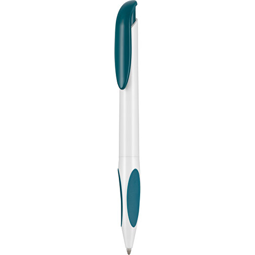 Kugelschreiber ATMOS , Ritter-Pen, weiß/petrol-türkis, ABS-PP-Kunststoff, 14,50cm (Länge), Bild 1