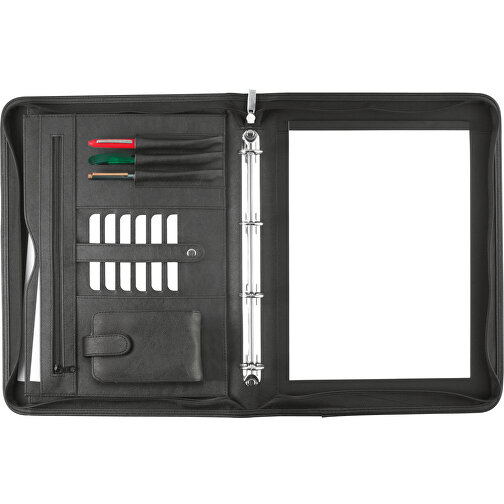 Verkaufsmappe A4 Mit RV , schwarz, Lederähnliches Corello Material, 37,00cm x 3,50cm x 27,00cm (Länge x Höhe x Breite), Bild 1