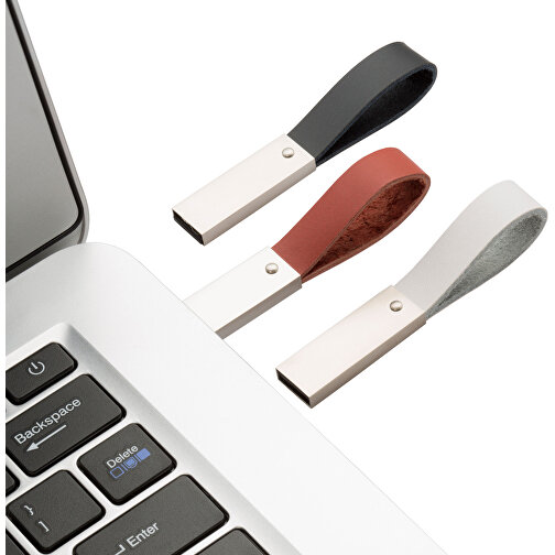 USB-Stick Elegance 8GB , Promo Effects MB , weiß MB , 8 GB , Metall, Leder MB , 3 - 10 MB/s MB , 8,30cm x 0,45cm x 1,20cm (Länge x Höhe x Breite), Bild 3