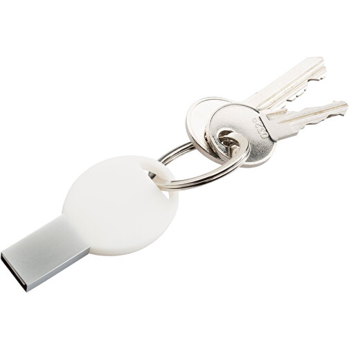 USB-Stick Silicon III 2GB , Promo Effects MB , weiß MB , 2 GB , Metall, Silikon MB , 3 - 10 MB/s MB , 5,23cm x 0,45cm x 2,66cm (Länge x Höhe x Breite), Bild 2