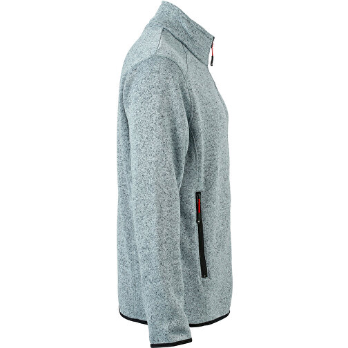Men’s Knitted Fleece Jacket , James Nicholson, hellgrau-melange / silber, XXL, , Bild 3