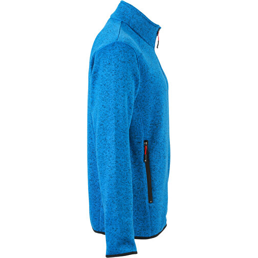 Men’s Knitted Fleece Jacket , James Nicholson, royal-melange / rot, L, , Bild 3