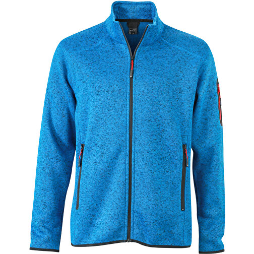 Men’s Knitted Fleece Jacket , James Nicholson, royal-melange / rot, M, , Bild 1