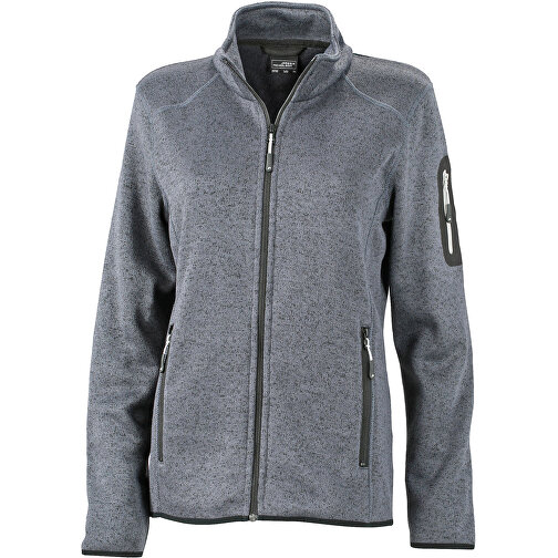 Ladies’ Knitted Fleece Jacket , James Nicholson, dunkelgrau-melange / silber, XL, , Bild 1