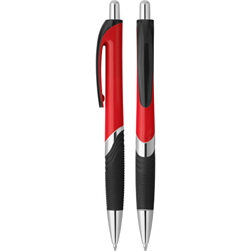 Druckkugelschreiber 'Lambda' , rot, schwarz, ABS, 14,10cm (Länge), Bild 1