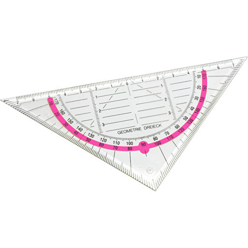 Geo-Dreieck , glasklar, pink, PS, 16,00cm x 0,20cm x 8,00cm (Länge x Höhe x Breite), Bild 1