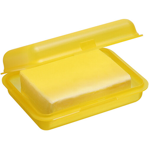 Brotdose/Butterdose , gefrostet gelb, PP, 15,30cm x 5,00cm x 10,60cm (Länge x Höhe x Breite), Bild 3