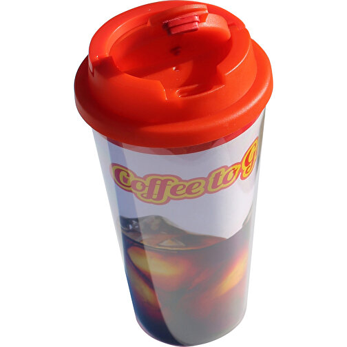 Thermobecher COFFEE To Go Mug Big , rot, Innen und transparentes Außenteil  PS, Deckel PP, 18,00cm (Höhe), Bild 2