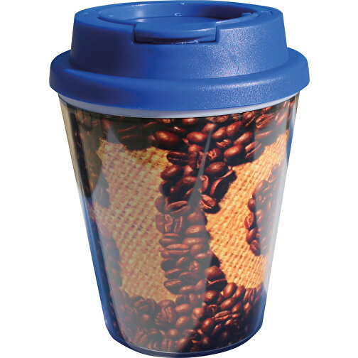 Thermobecher COFFEE To Go Mug Mini, 250 Ml , blau, Innen und transparentes Außenteil  PS, Deckel PP, 12,00cm (Höhe), Bild 2
