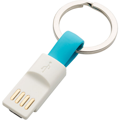 Schlüsselanhänger Micro-USB Kabel Kurz , Promo Effects, blau, Kunststoff, 6,50cm (Länge), Bild 1