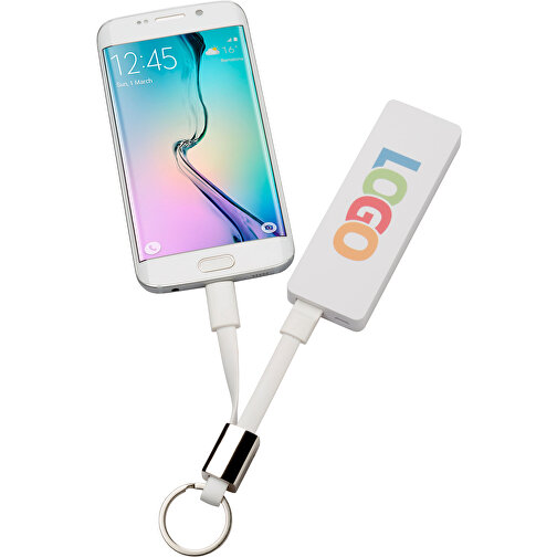 Schlüsselanhänger Micro-USB Kabel Lang , Promo Effects, weiß, Kunststoff, 13,50cm (Länge), Bild 4