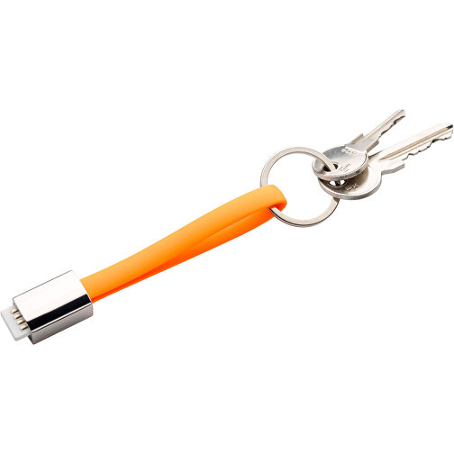 Schlüsselanhänger Micro-USB Kabel Lang , Promo Effects, orange, Kunststoff, 13,50cm (Länge), Bild 3