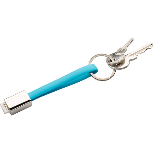 Schlüsselanhänger Micro-USB Kabel Lang , Promo Effects, blau, Kunststoff, 13,50cm (Länge), Bild 3