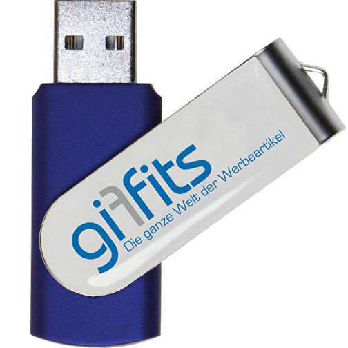 USB-Stick SWING DOMING 8GB , Promo Effects MB , blau metallic MB , 8 GB , Kunststoff/ Aluminium MB , 3 - 10 MB/s MB , 5,70cm x 1,00cm x 1,90cm (Länge x Höhe x Breite), Bild 1