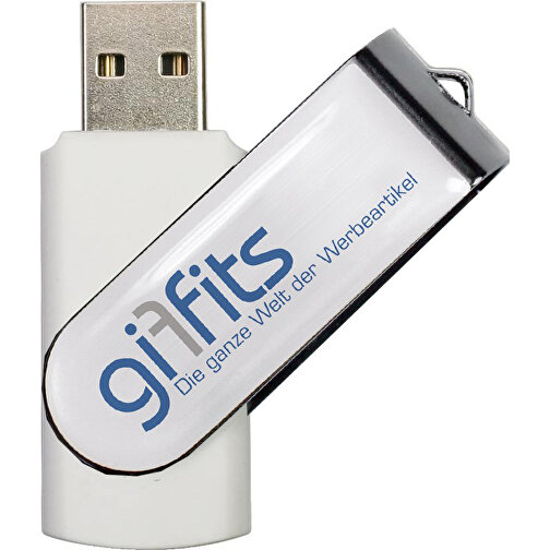 USB-Stick SWING DOMING 1GB , Promo Effects MB , weiss MB , 1 GB , Kunststoff/ Aluminium MB , 3 - 10 MB/s MB , 5,70cm x 1,00cm x 1,90cm (Länge x Höhe x Breite), Bild 1