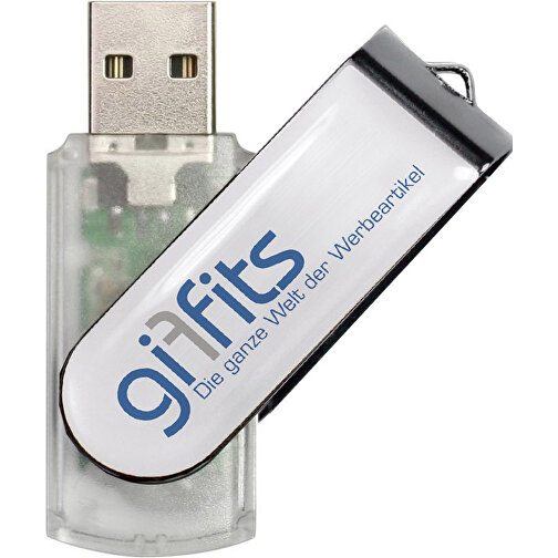 USB-Stick SWING DOMING 2GB , Promo Effects MB , klar transparent MB , 2 GB , Kunststoff/ Aluminium MB , 3 - 10 MB/s MB , 5,70cm x 1,00cm x 1,90cm (Länge x Höhe x Breite), Bild 1