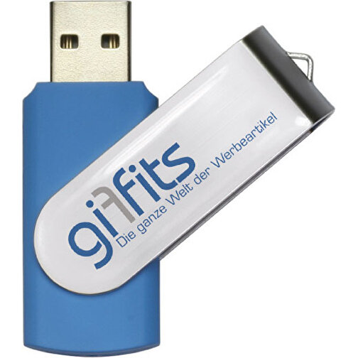 USB-Stick SWING DOMING 2GB , Promo Effects MB , hellblau MB , 2 GB , Kunststoff/ Aluminium MB , 3 - 10 MB/s MB , 5,70cm x 1,00cm x 1,90cm (Länge x Höhe x Breite), Bild 1