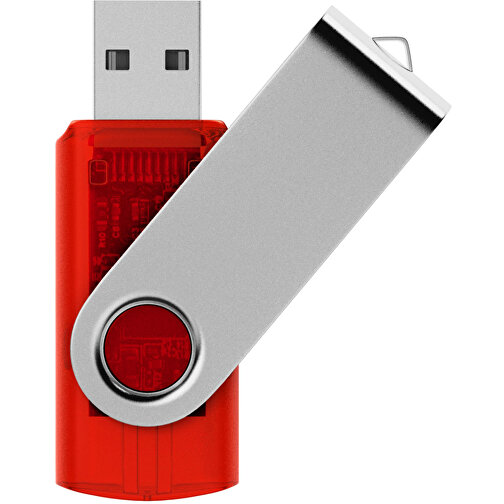 USB-Stick SWING 2.0 32 GB , Promo Effects MB , rot transparent MB , 32 GB , Kunststoff, Metall MB , 3 - 10 MB/s MB , 5,80cm x 1,09cm x 1,90cm (Länge x Höhe x Breite), Bild 1