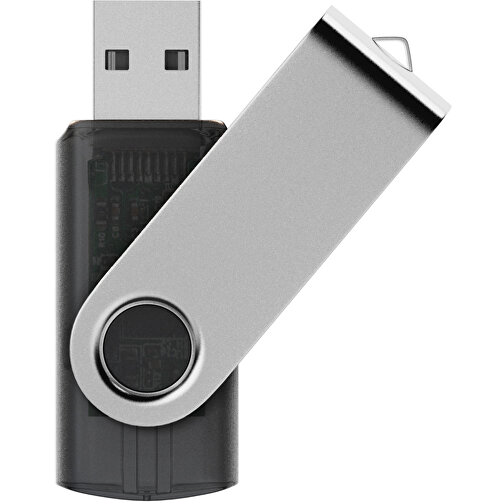 USB-Stick SWING 3.0 8 GB , Promo Effects MB , schwarz transparent MB , 8 GB , Kunststoff, Metall MB , 10 - 45 MB/s MB , 5,70cm x 1,09cm x 1,90cm (Länge x Höhe x Breite), Bild 1