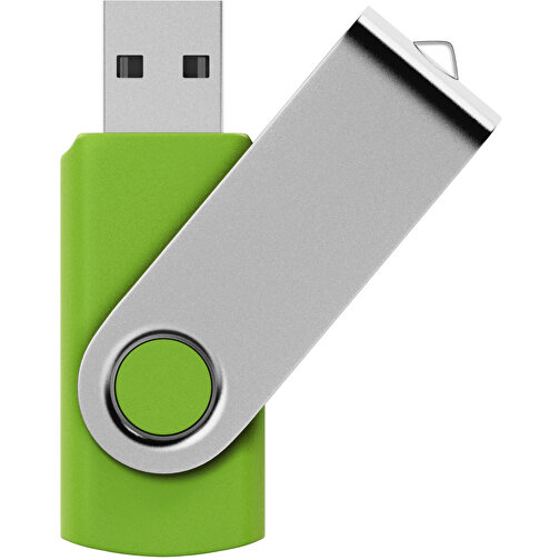 USB-Stick SWING 2.0 1 GB , Promo Effects MB , grün gummiert MB , 1 GB , Kunststoff, Metall MB , 3 - 10 MB/s MB , 5,80cm x 1,09cm x 1,90cm (Länge x Höhe x Breite), Bild 1