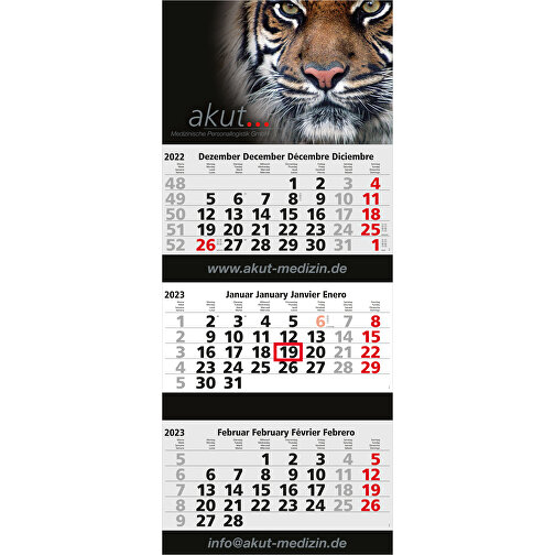 3-Monats-Kalender Maxi 3 Post Bestseller , hellgrau, rot, Papier, 80,50cm x 33,50cm (Länge x Breite), Bild 1