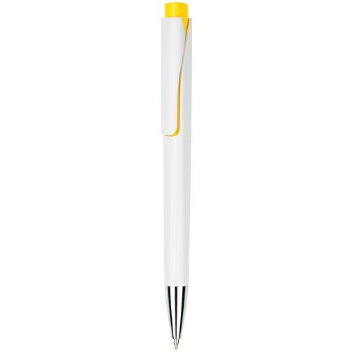 Kugelschreiber Liverpool Weiß , Promo Effects, weiß/gelb, Kunststoff, 14,10cm x 1,00cm x 1,20cm (Länge x Höhe x Breite), Bild 2