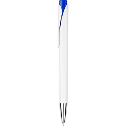Kugelschreiber Liverpool Weiß , Promo Effects, weiß/blau, Kunststoff, 14,10cm x 1,00cm x 1,20cm (Länge x Höhe x Breite), Bild 1
