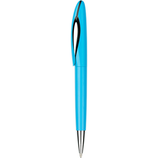 Kugelschreiber Tokio Bunt Schwarz , Promo Effects, hellblau, Kunststoff, 14,50cm x 1,50cm (Länge x Breite), Bild 1