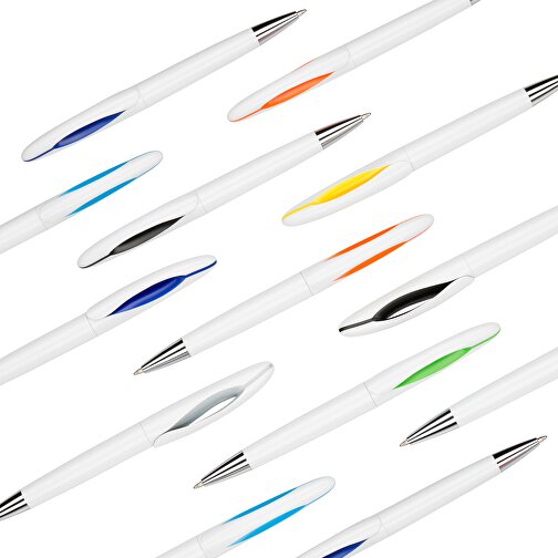 Kugelschreiber Tokio Weiss , Promo Effects, weiss/gelb, Kunststoff, 14,50cm x 1,50cm (Länge x Breite), Bild 4