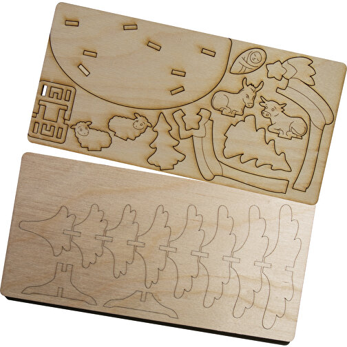 3D Holzpuzzle-Karte - Tannenbaum , Papier, Holz, 21,00cm x 1,00cm x 10,50cm (Länge x Höhe x Breite), Bild 2
