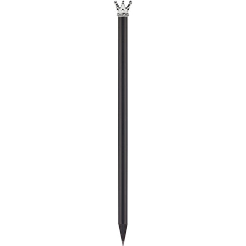Bleistift Mit Metallkrone , schwarz, Krone silber, Holz, 19,00cm (Länge), Bild 1