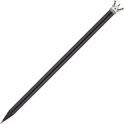 Bleistift Mit Metallkrone , schwarz, Krone silber, Holz, 19,00cm (Länge), Bild 2