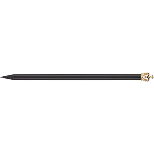Bleistift Mit Metallkrone , schwarz, Krone gold, Holz, 19,00cm (Länge), Bild 3