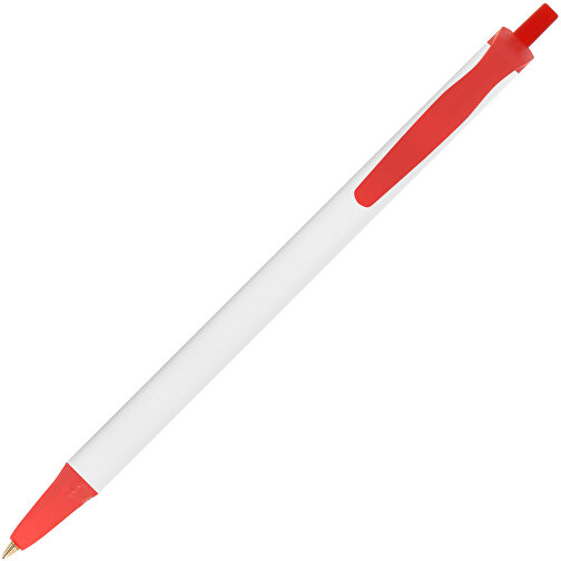 BIC® Clic Stic Kugelschreiber , BiC, weiss/gefr. rot, Kunststoff, 14,00cm x 1,20cm (Länge x Breite), Bild 2